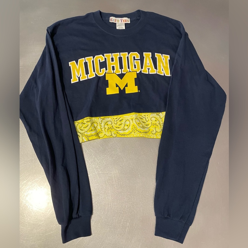 University of Michigan long sleeve bandana cropped T-shirt